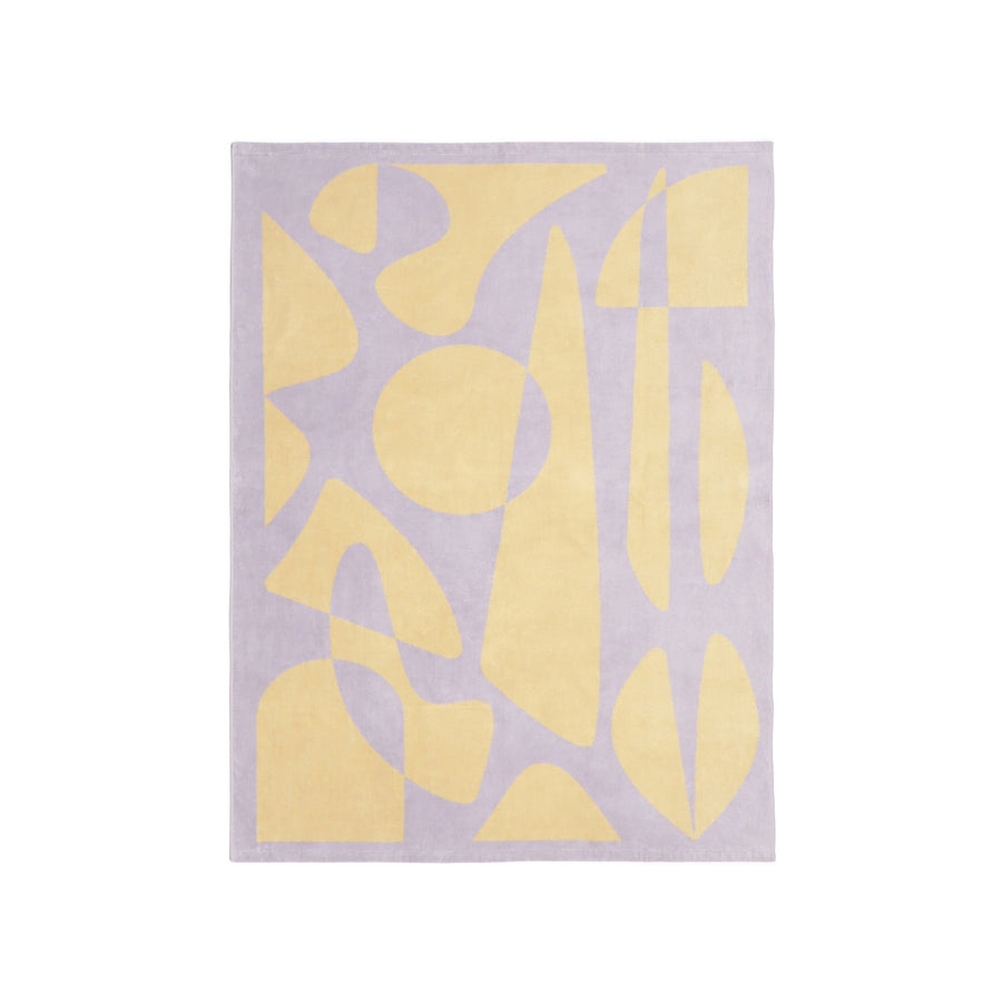 アートタオルケット ジオメトリック ハーフ パープル×イエロー