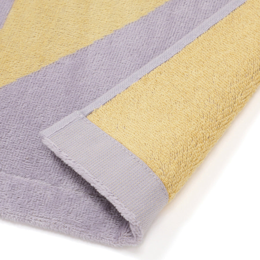 アートタオルケット ジオメトリック ハーフ パープル×イエロー