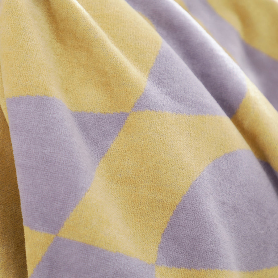 アートタオルケット ジオメトリック ダブル パープル×イエロー