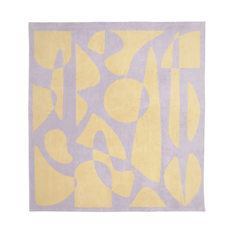 アートタオルケット ジオメトリック ダブル パープル×イエロー