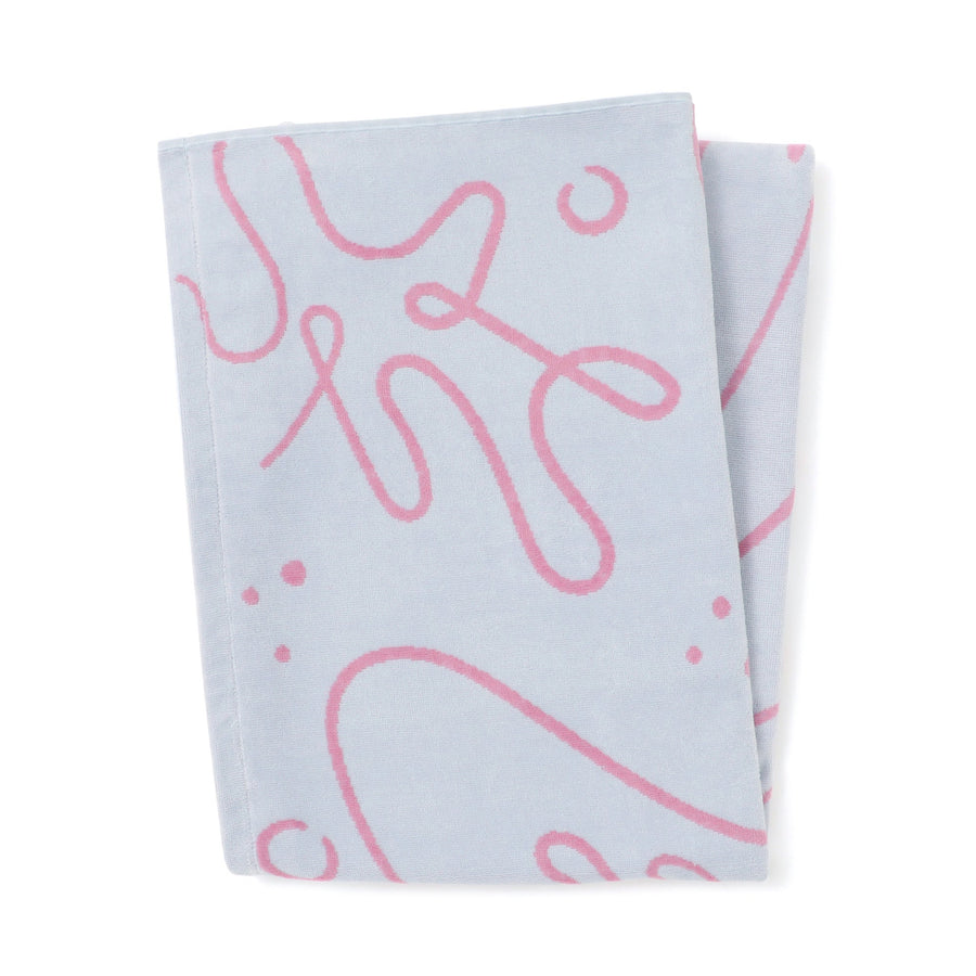 アートタオルケット ドローイング ハーフ ライトブルー×ピンク