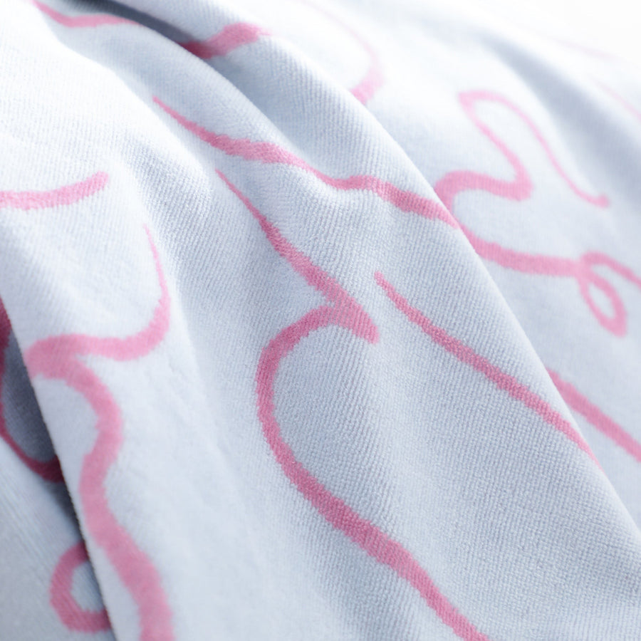 アートタオルケット ドローイング シングル ライトブルー×ピンク