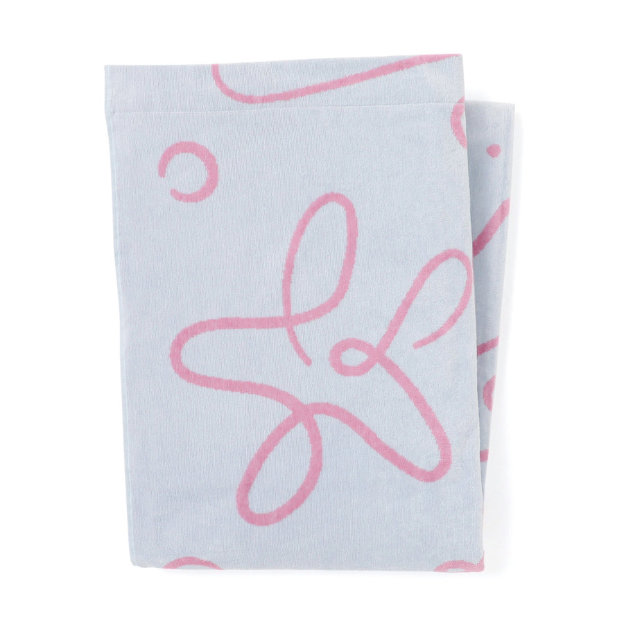 アートタオルケット ドローイング シングル ライトブルー×ピンク