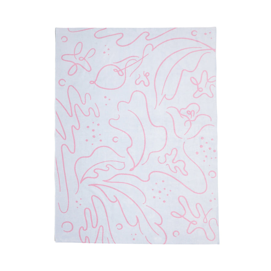 アートタオルケット ドローイング シングル ライトブルー×ピンク