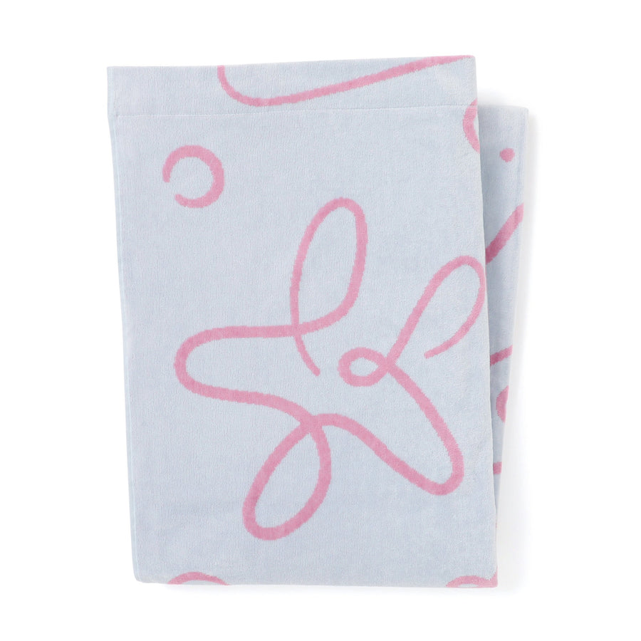 アートタオルケット ドローイング ダブル ライトブルー×ピンク