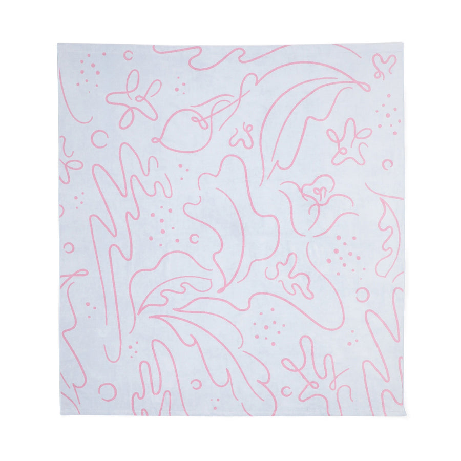 アートタオルケット ドローイング ダブル ライトブルー×ピンク