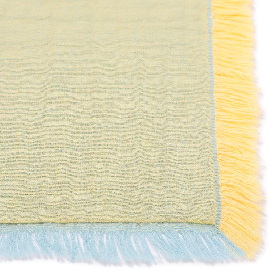 バイカラー ガーゼケット シングル イエロー×ブルー