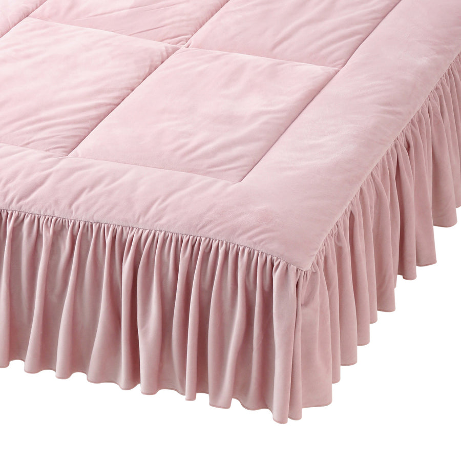 WARMY Frill Bed Pad, Single, Light Pink