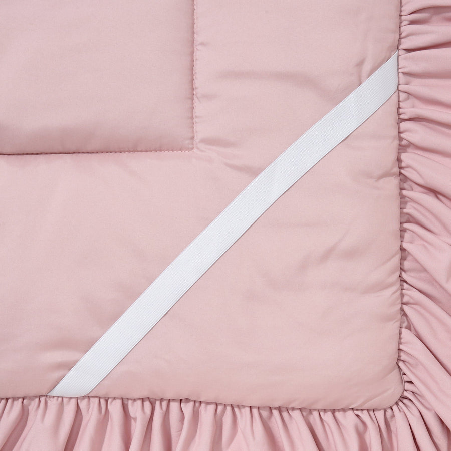 WARMY Frill Bed Pad, Single, Light Pink