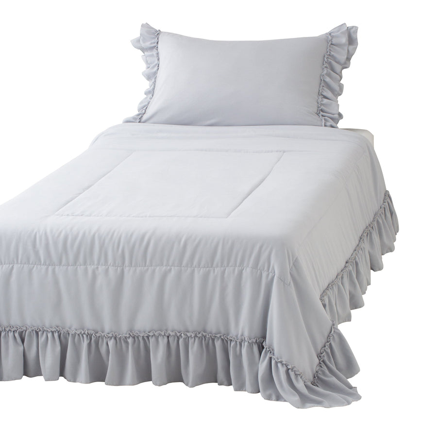 Fuwaro Cooling Quilt, Ruffle, Double, Gray