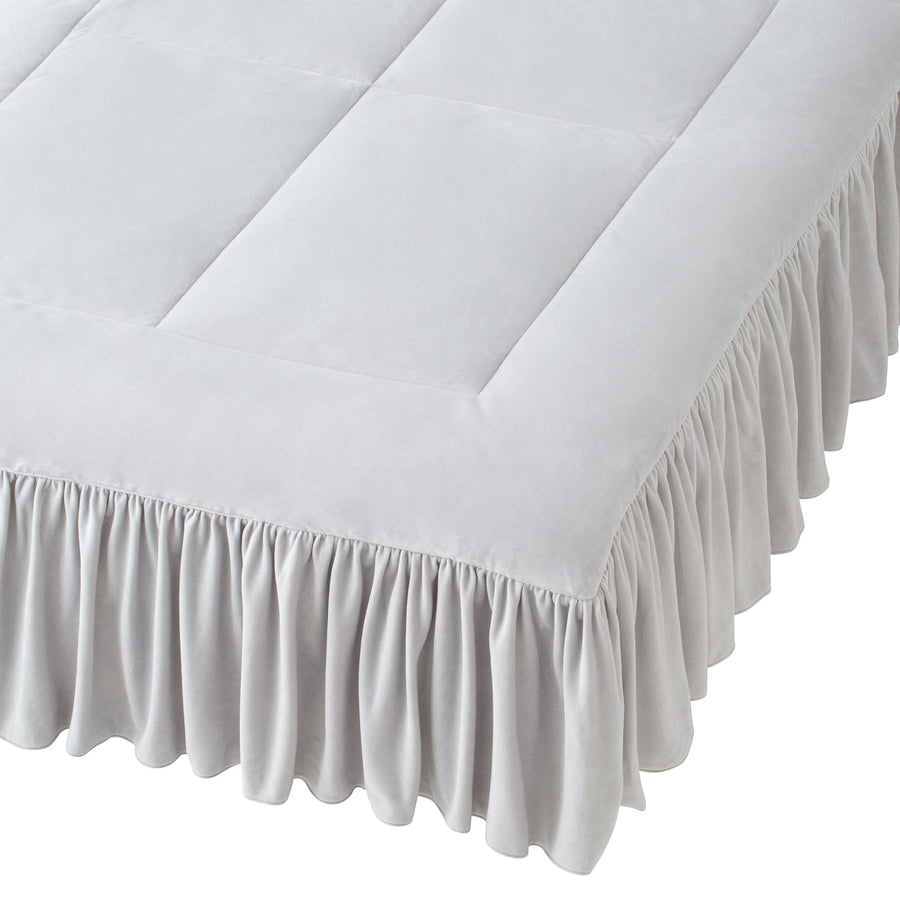 WARMY Frill Bed Pad, Single, Light Grey