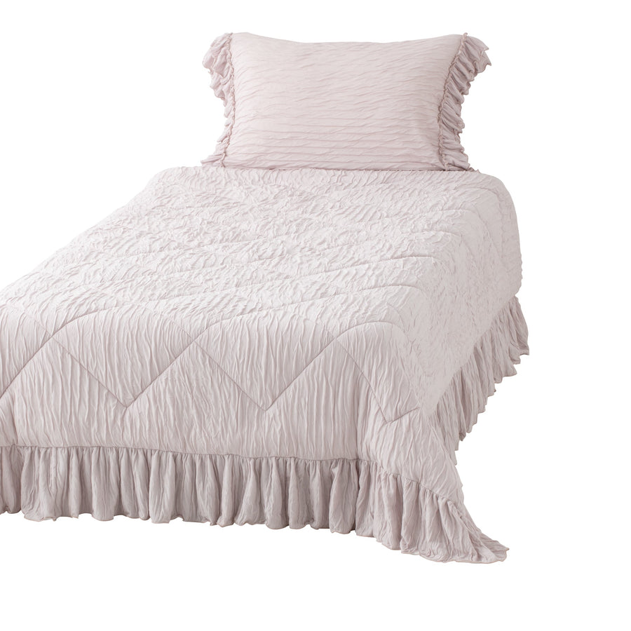 Fluffy Ruffled Quilt, Single, Pink