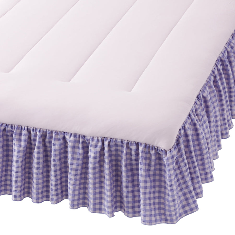 Fluffy cooling bed pad, frill check, semi-double, pink x purple