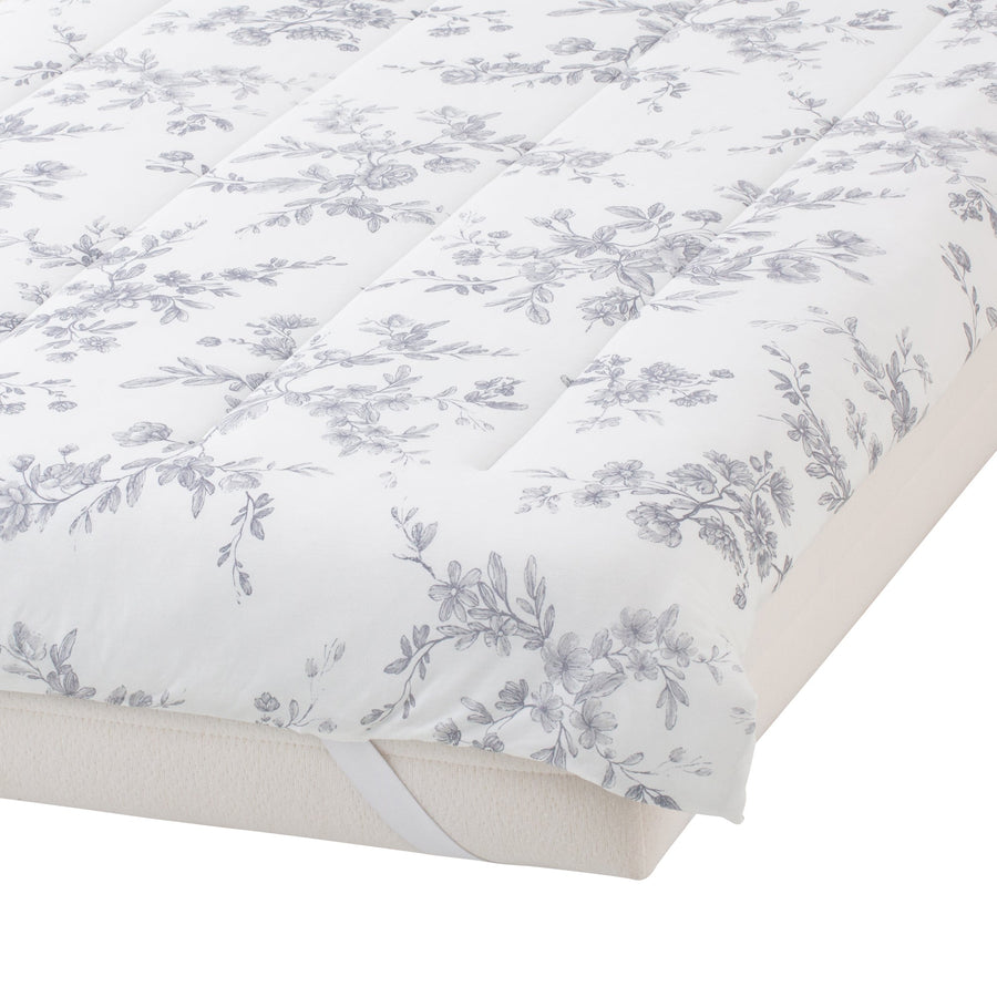 Fluffy Cool Bed Pad Classic Flower Double Gray