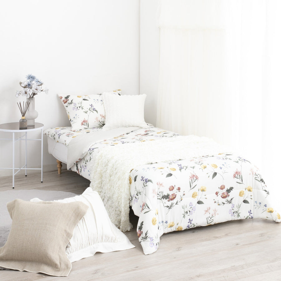 ふわろ冷感ベッドパッド マルチフラワー ダブル アイボリー【2024年モデル】