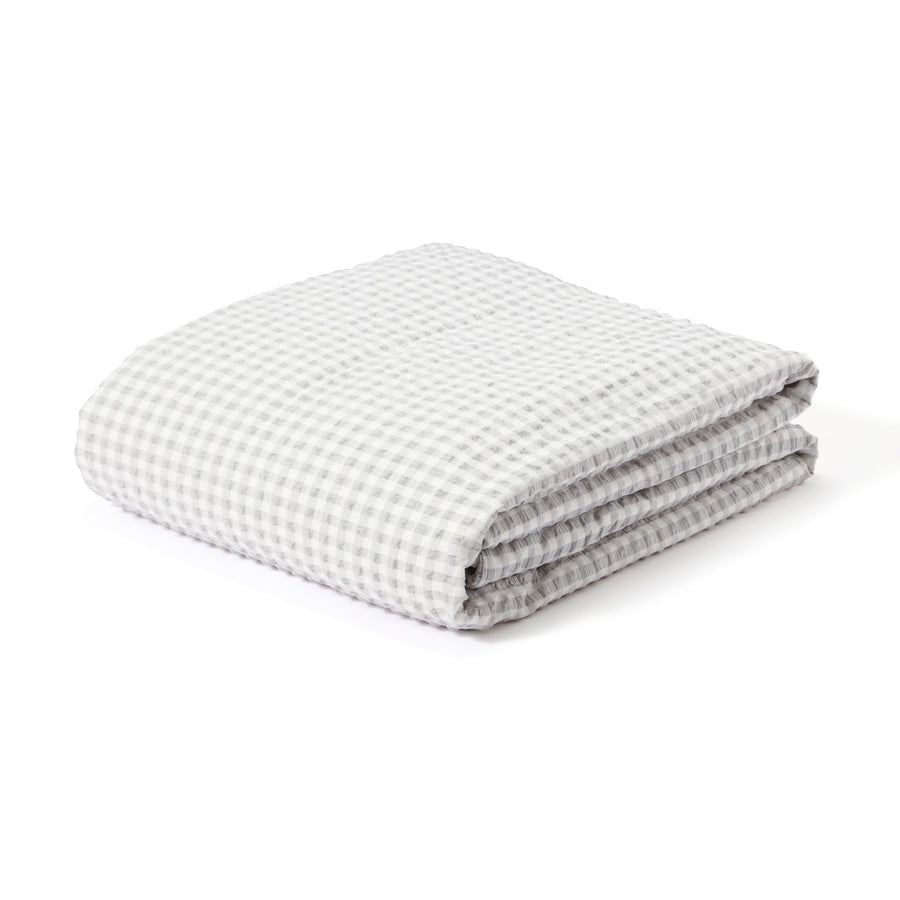 Fluffy cooling blanket, frill check, double, white x grey