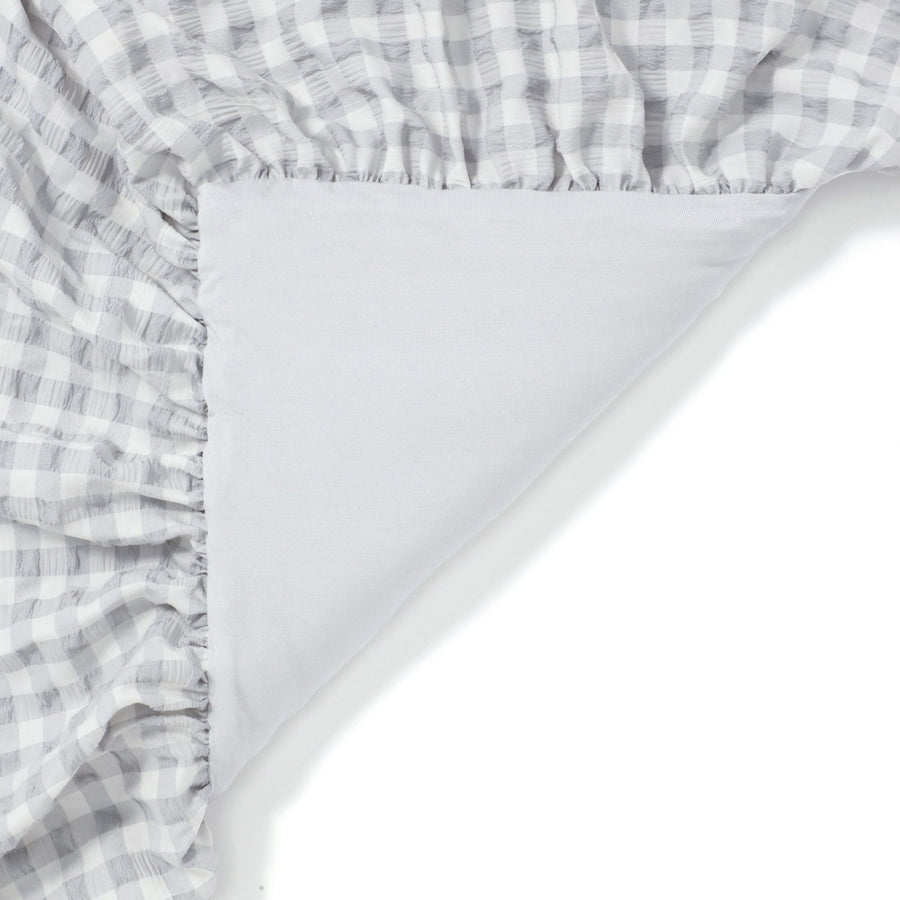 Fluffy cooling blanket, frill check, double, white x grey