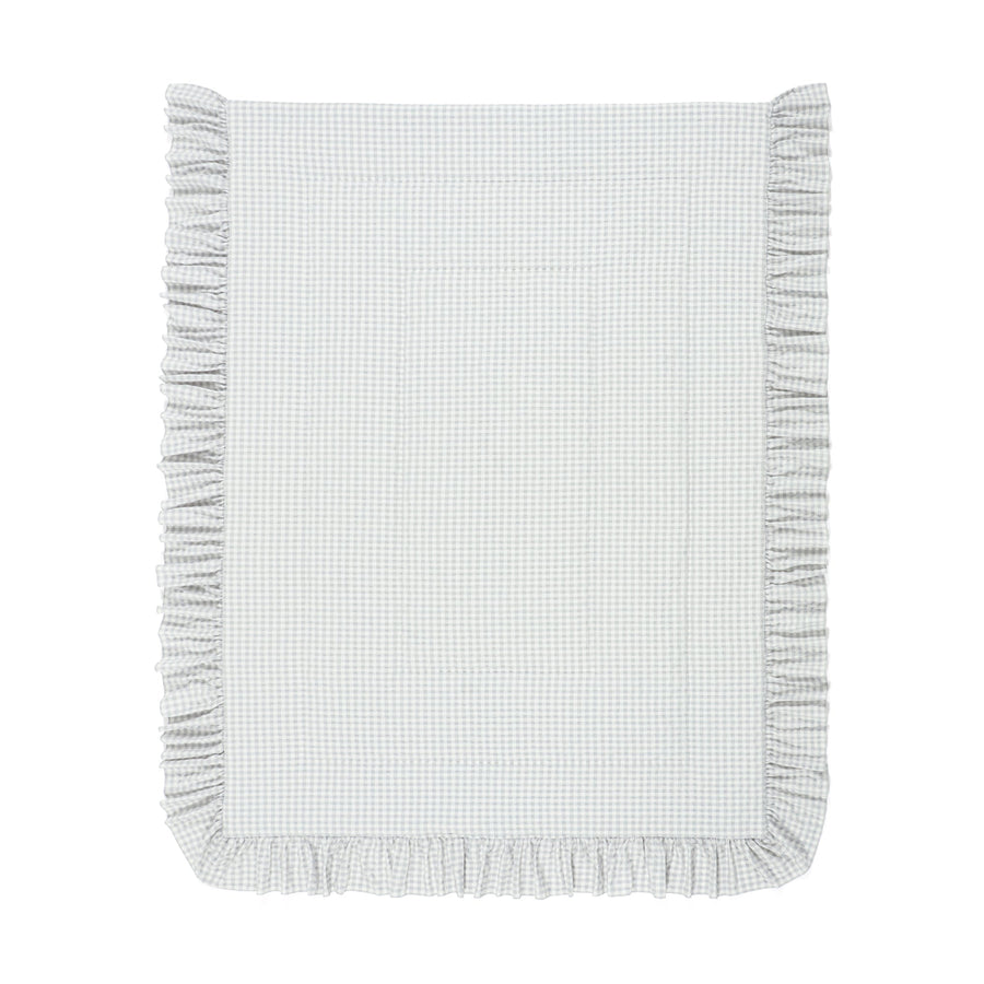 Fluffy cooling blanket, frill check, double, white x grey