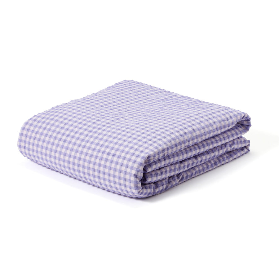 Fluffy cooling blanket, frill check, semi-double, pink x purple