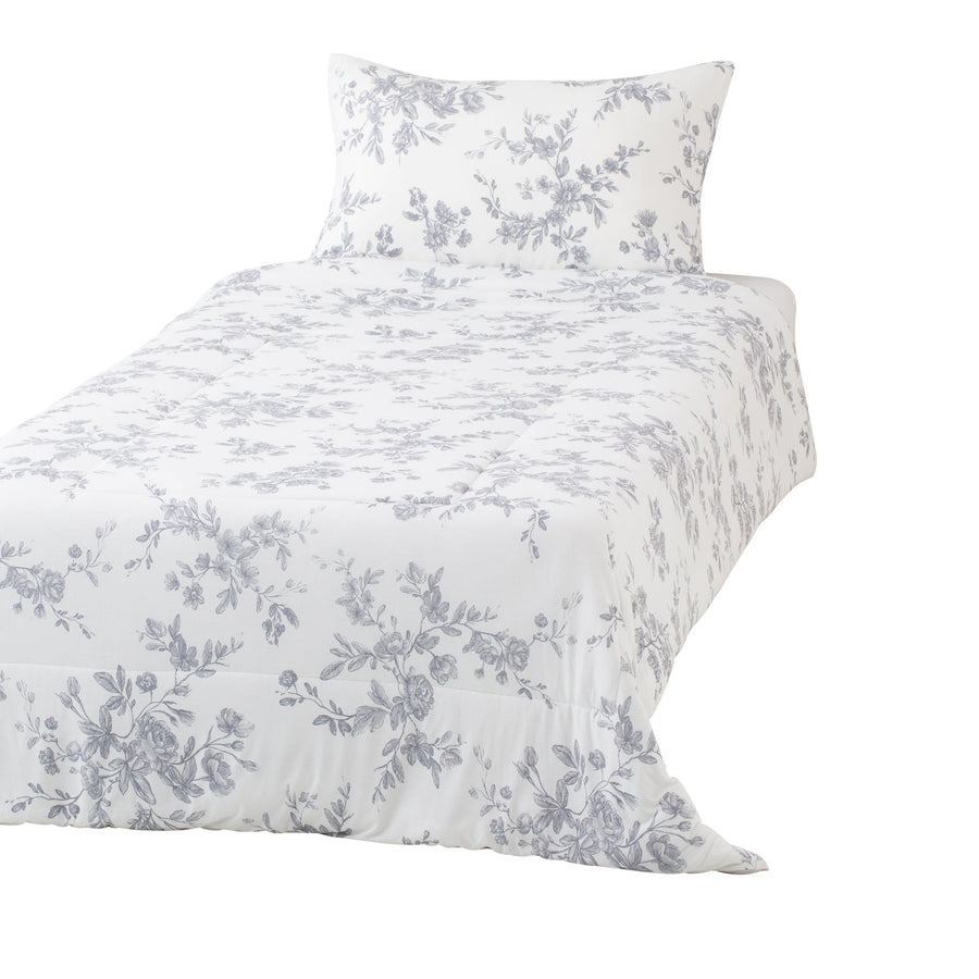 Fluffy Cooling Quilt Classic Flower Single Gray