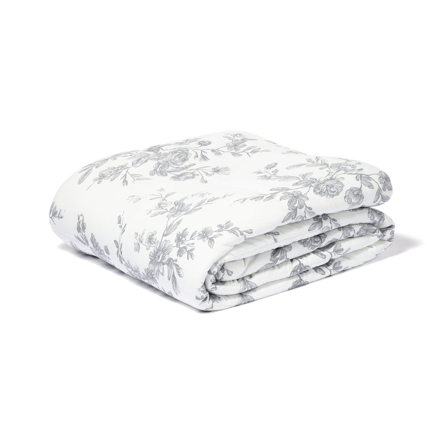 Fluffy Cooling Quilt Classic Flower Single Gray