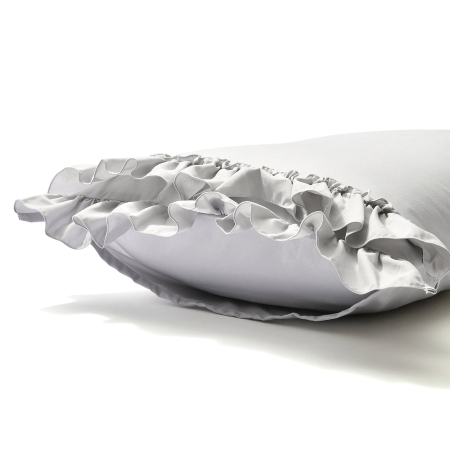 かんたん寝具セット フリル セミダブル グレー