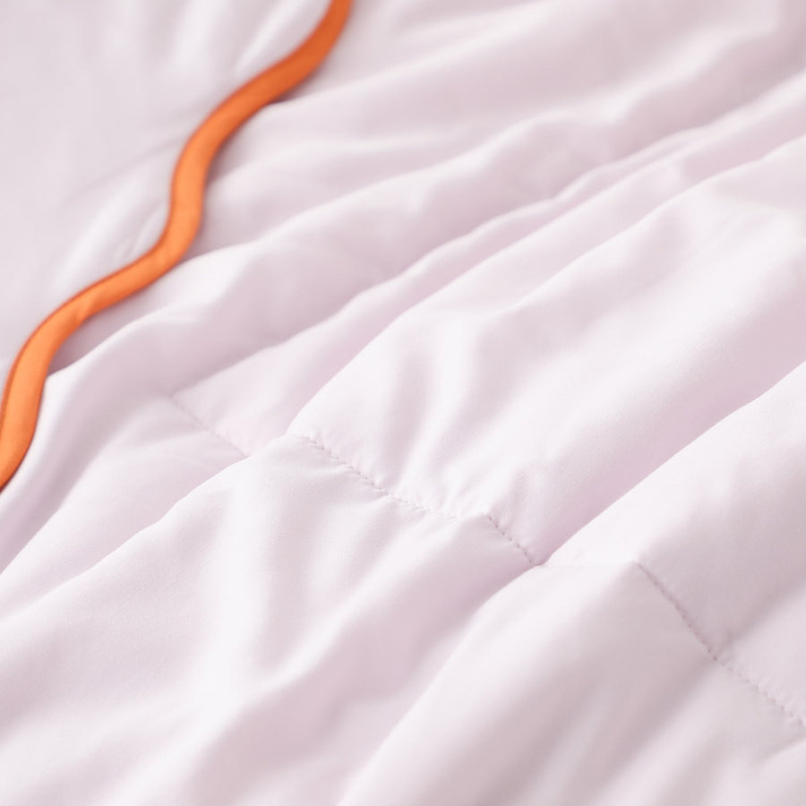 ふわろ 夏でもひんやりもちもち 肌掛けふとん バイカラーウェーブ ダブル ピンク×オレンジ