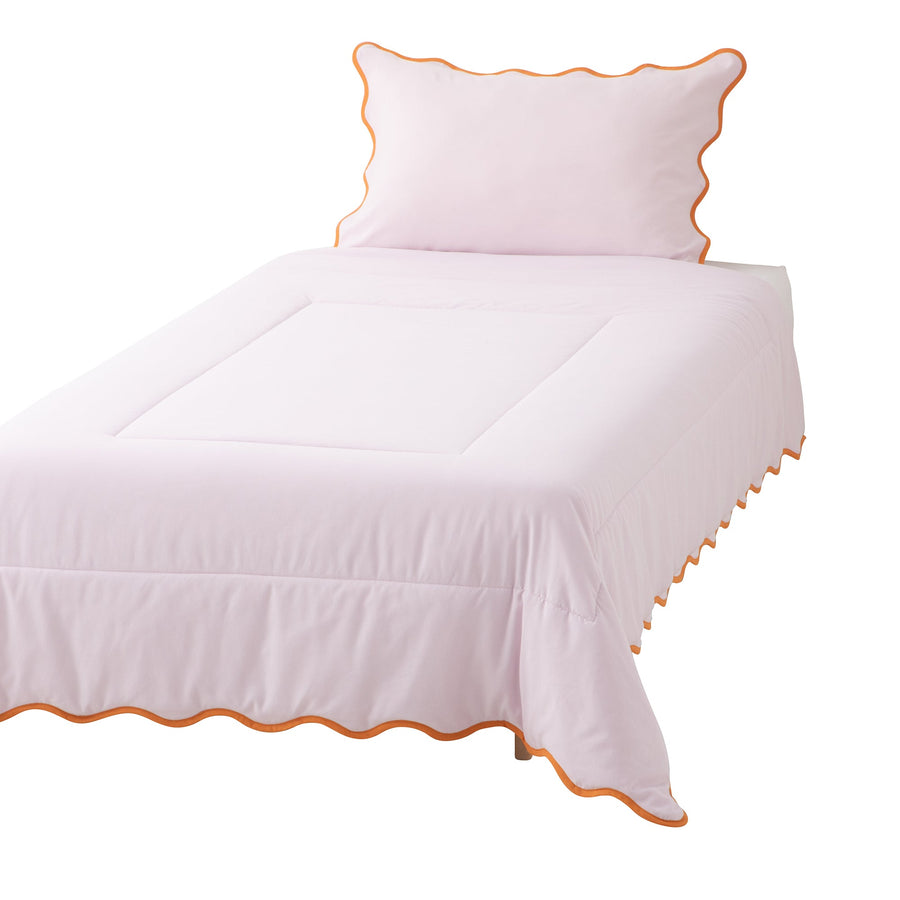 ふわろ 夏でもひんやりもちもち 肌掛けふとん バイカラーウェーブ ダブル ピンク×オレンジ