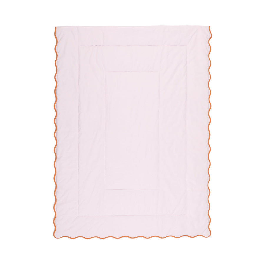 ふわろ 夏でもひんやりもちもち 肌掛けふとん バイカラーウェーブ ダブル ピンク×オレンジ