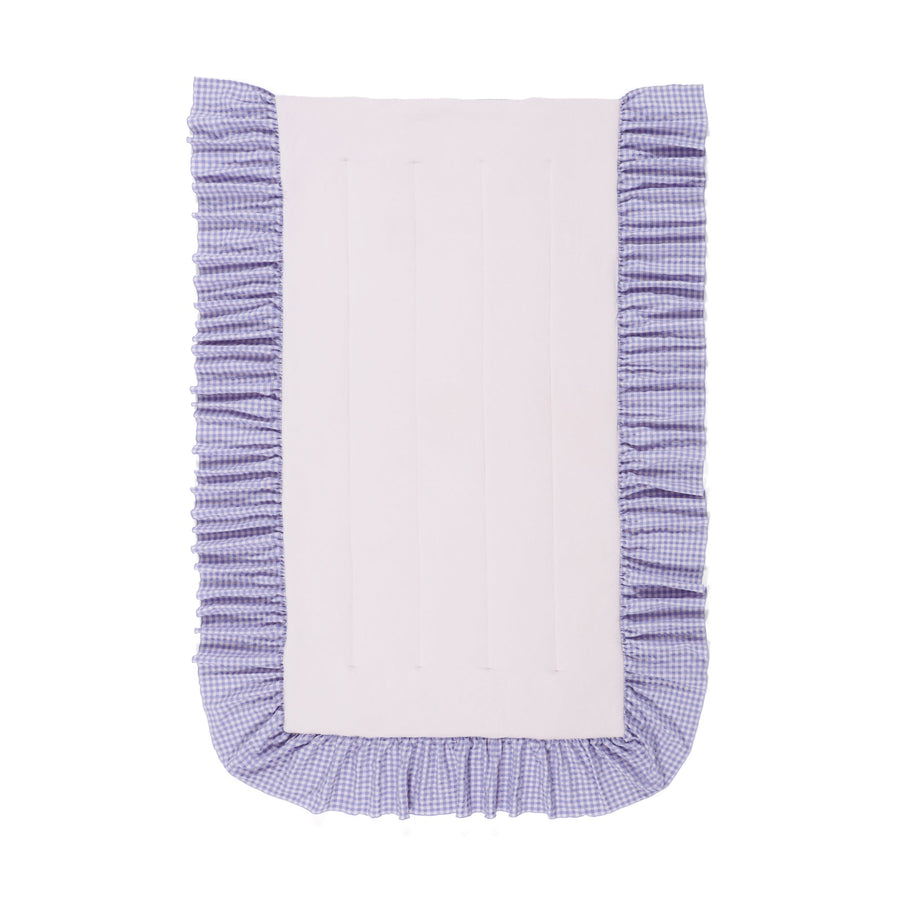 ふわろ 夏でもひんやりもちもち ベッドパッド フリルチェック ダブル ピンク×パープル