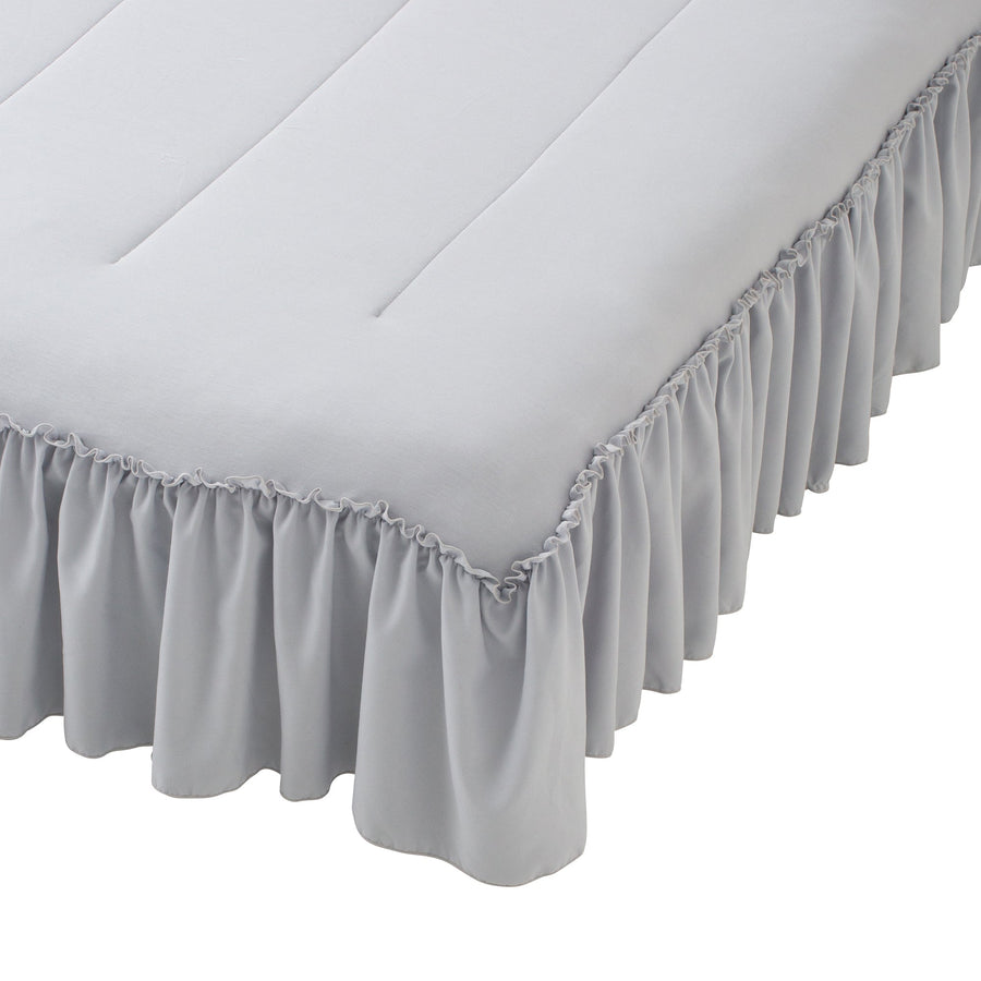 ふわろ 夏でもひんやりもちもち ベッドパッド フリル ダブル グレー