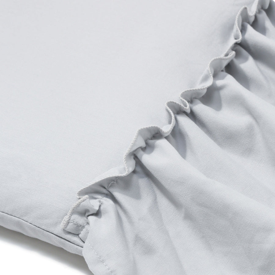 ふわろ 夏でもひんやりもちもち ベッドパッド フリル ダブル グレー