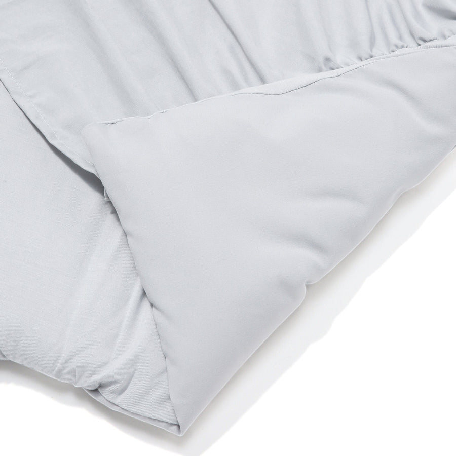 ふわろ 夏でもひんやりもちもち ベッドパッド フリル ダブル グレー