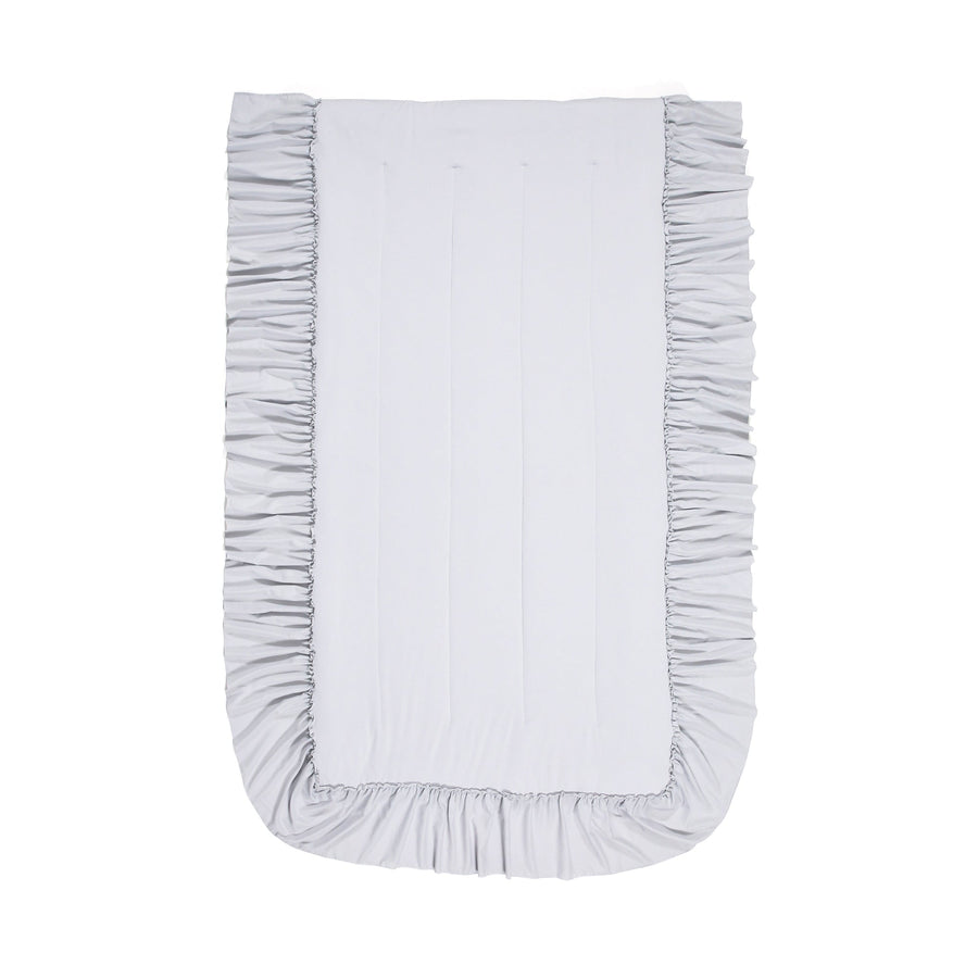 ふわろ 夏でもひんやりもちもち ベッドパッド フリル ダブル グレー