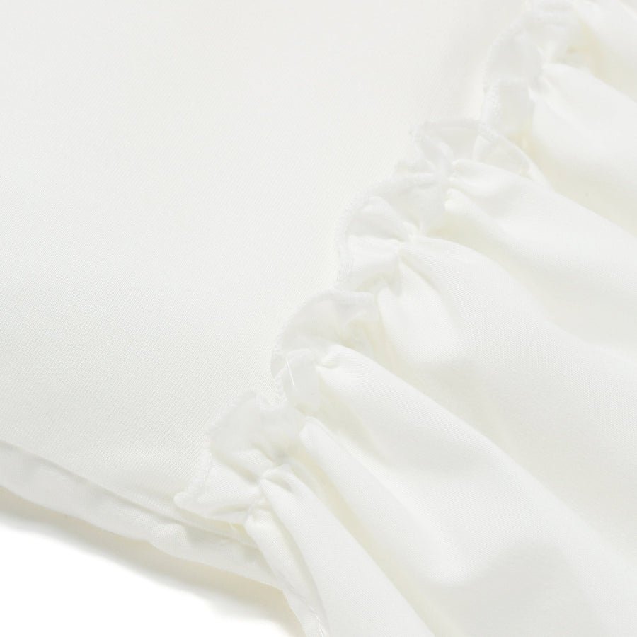 ふわろ 夏でもひんやりもちもち ベッドパッド フリル ダブル ホワイト