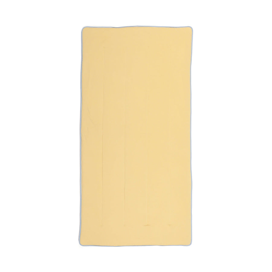 ふわろ 夏でもひんやりもちもち ベッドパッド バイカラーパイピング セミダブル イエロー×ブルー