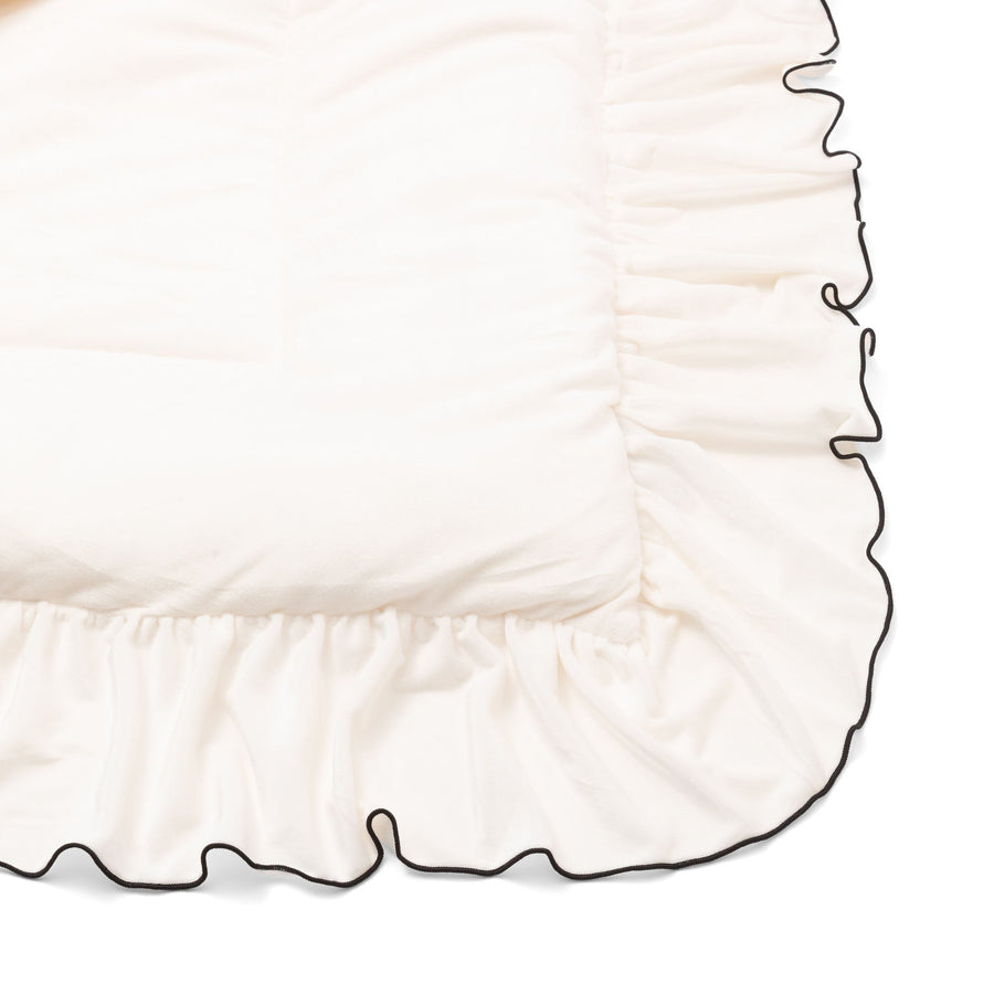 WARMY アルガンオイル加工 フリル 掛けふとん シングル ホワイト×ブラック