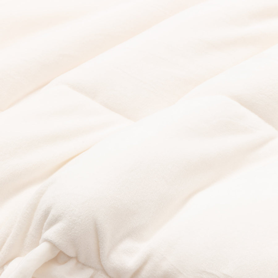 WARMY アルガンオイル加工 フリル 掛けふとん セミダブル ホワイト×ブラック