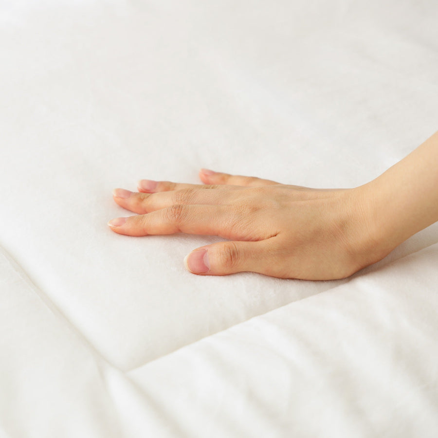 WARMY アルガンオイル加工 フリル ベッドパッド セミダブル ホワイト×ブラック