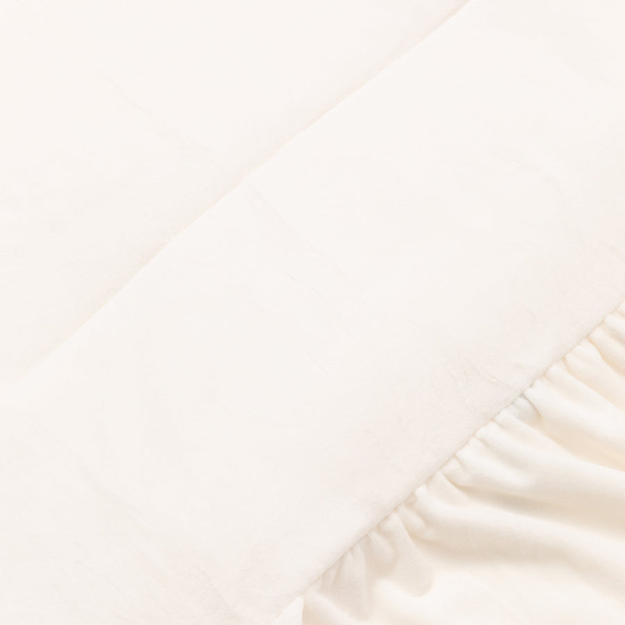 WARMY アルガンオイル加工 フリル ベッドパッド セミダブル ホワイト×ブラック