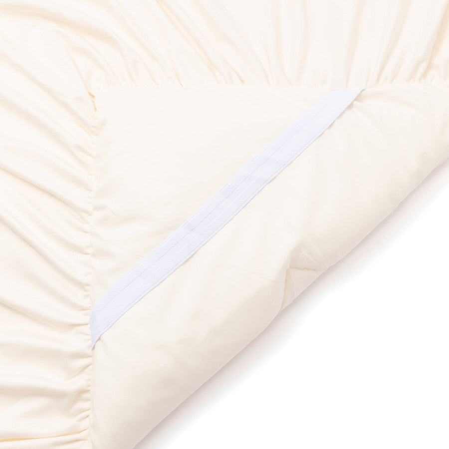 WARMY アルガンオイル加工 フリル ベッドパッド ダブル ホワイト×ブラック