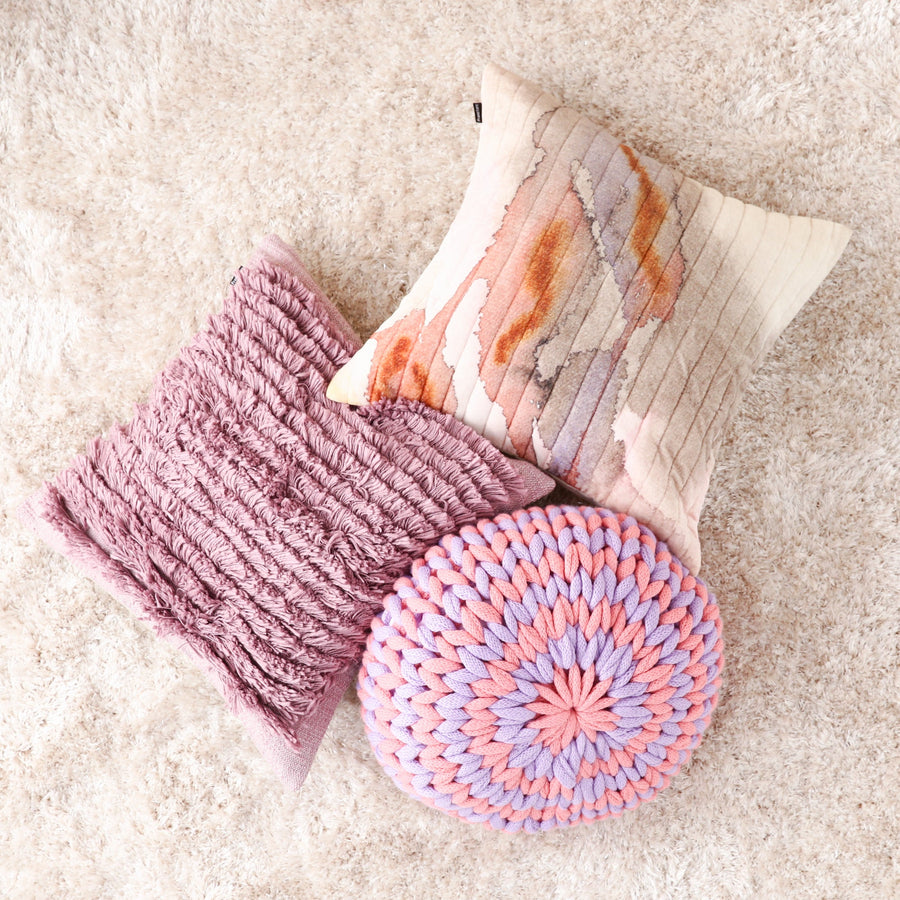 Knit ball cushion φ40 pink