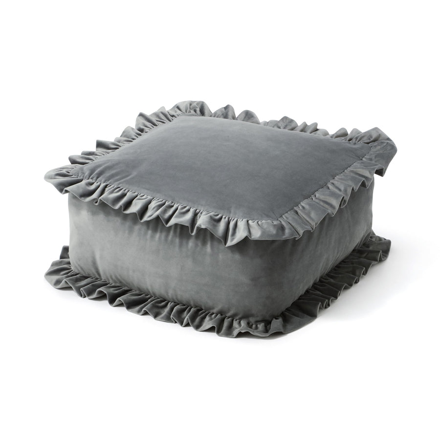 Cushion Futon Storage Case with Frills, Light Gray, S