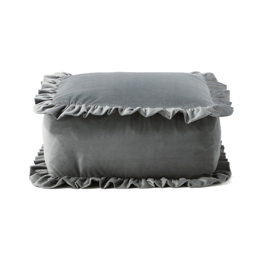 Cushion Futon Storage Case with Frills, Light Gray, S