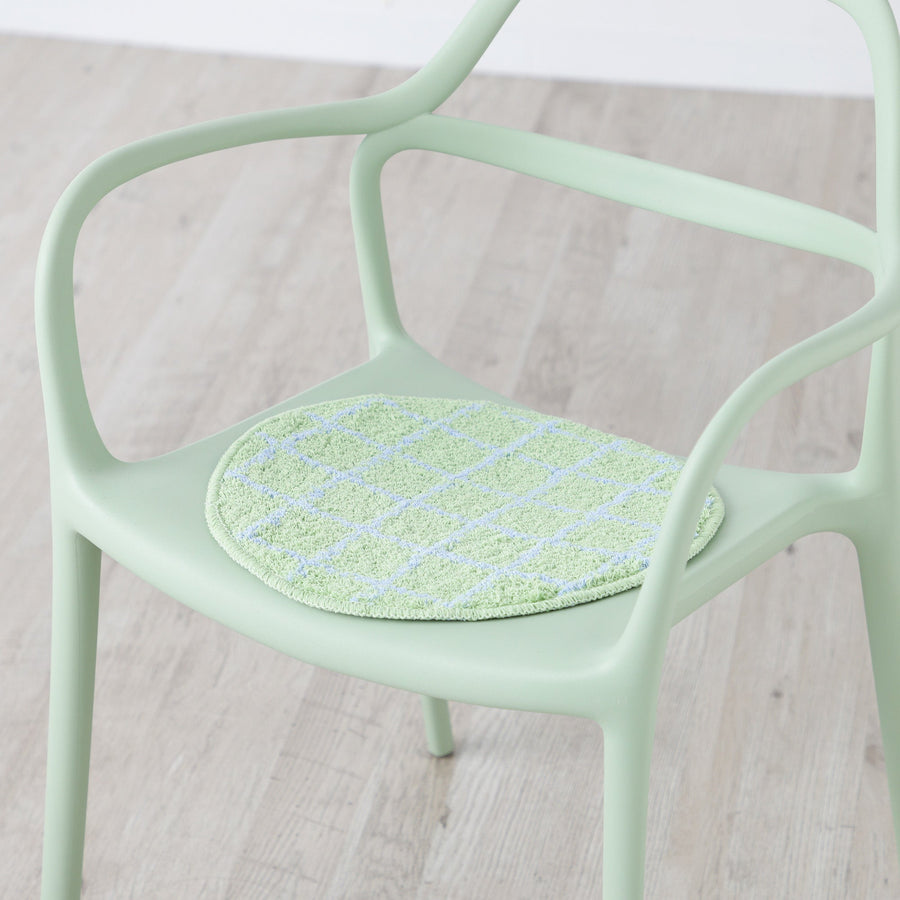 ウィンドウペン チェアパッド φ360 ライトグリーン×ブルー