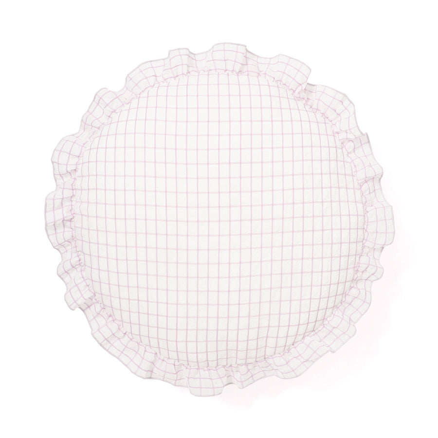 シアーチェック フリル クッション φ420 パープル