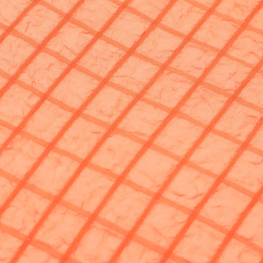 シアーチェック フリル クッション φ420 オレンジ