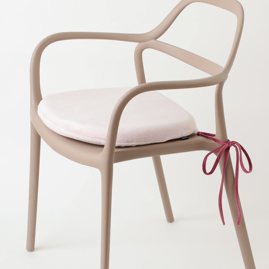 ロングリボン チェアシートクッション ピンク×ダークピンク