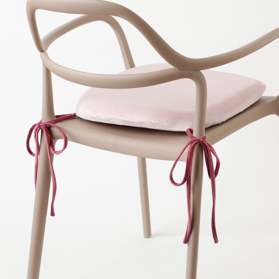 ロングリボン チェアシートクッション ピンク×ダークピンク