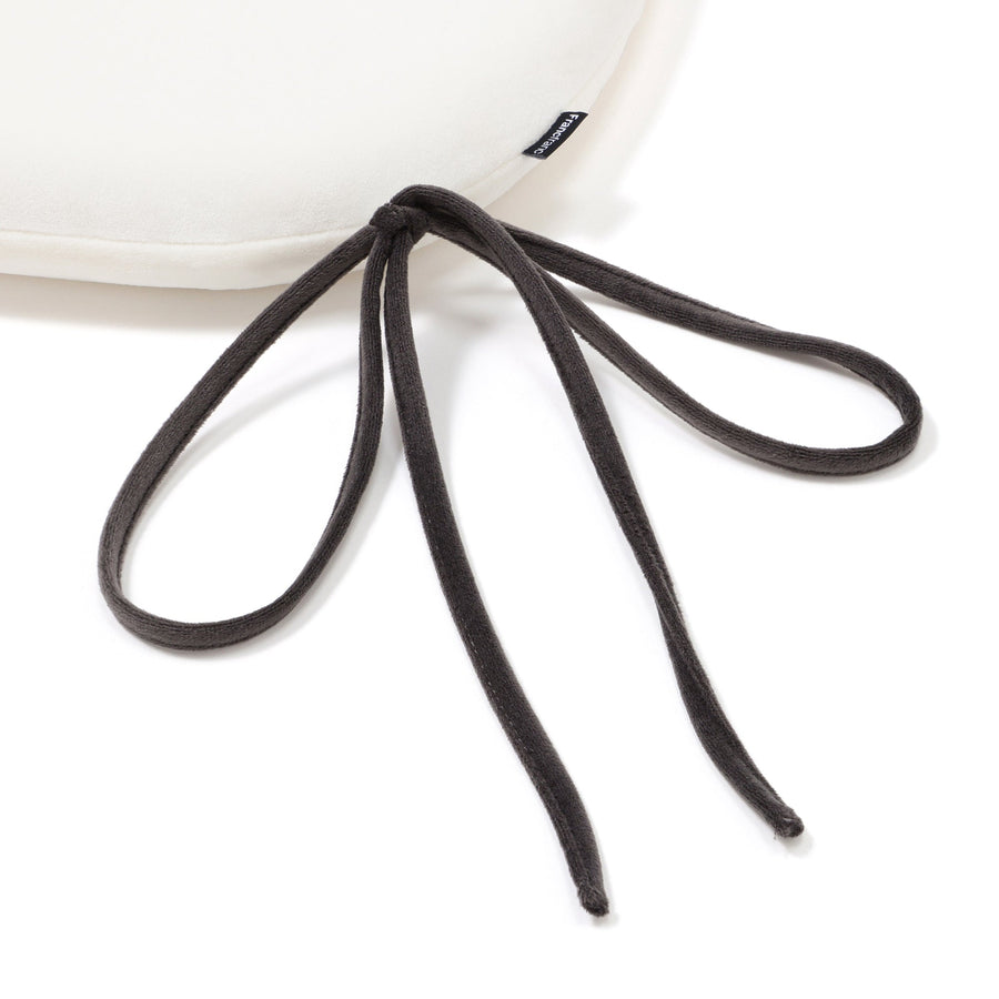 ロングリボン チェアシートクッション アイボリー×ブラック